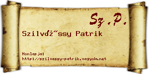 Szilvássy Patrik névjegykártya