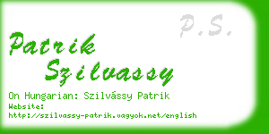 patrik szilvassy business card